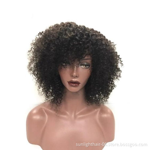 Perruques bas prix de gros Coiffure afro boucle courte vrai cheveux humain indiens perruque naturelle non dentelle